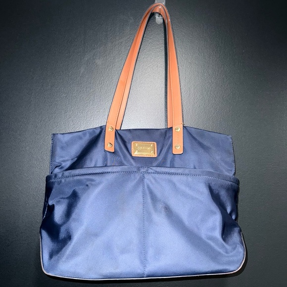 Calvin Klein Handbags - Calvin Klein Navy Leather & Nylon Tote Bag